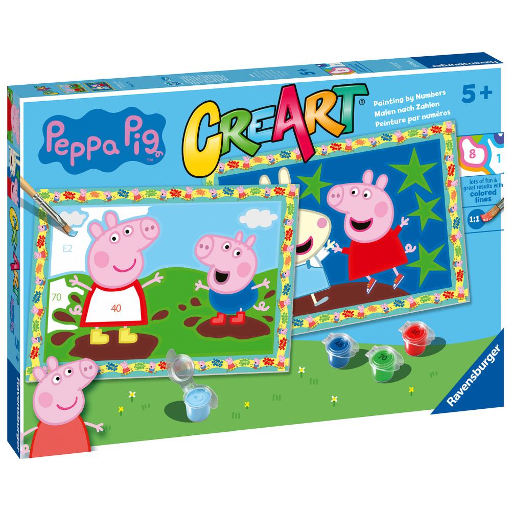 Pictura pe numere pentru copii Ravensburger CreArt 2 sabloane Peppa Pig - poza 1