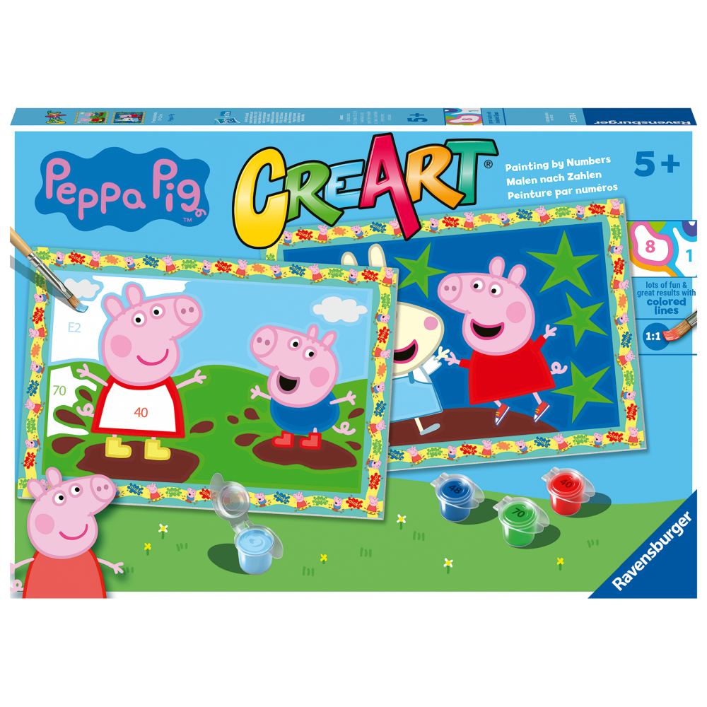 Pictura pe numere pentru copii Ravensburger CreArt 2 sabloane Peppa Pig - poza 2