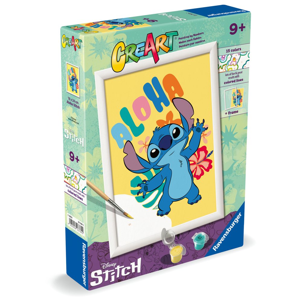 Pictura pe numere pentru copii Ravensburger CreArt Aloha Disney Stitch - poza 3