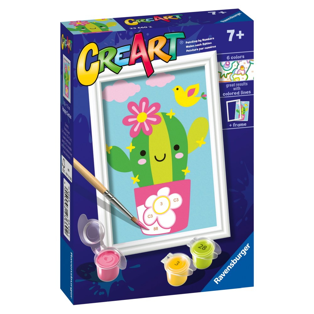 Pictura pe numere pentru copii Ravensburger CreArt Cactus in ghiveci - poza 1