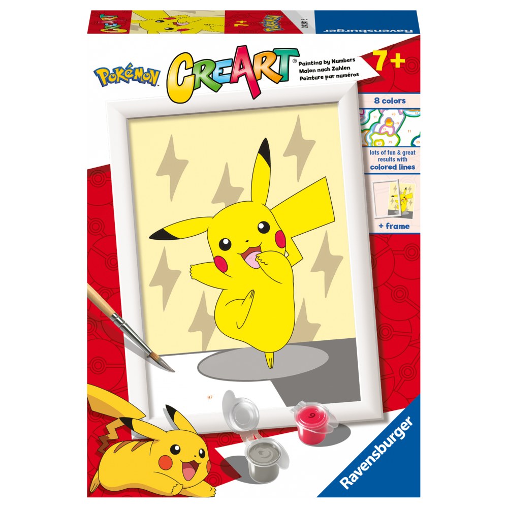 Pictura pe numere pentru copii Ravensburger CreArt Pikachu - poza 1