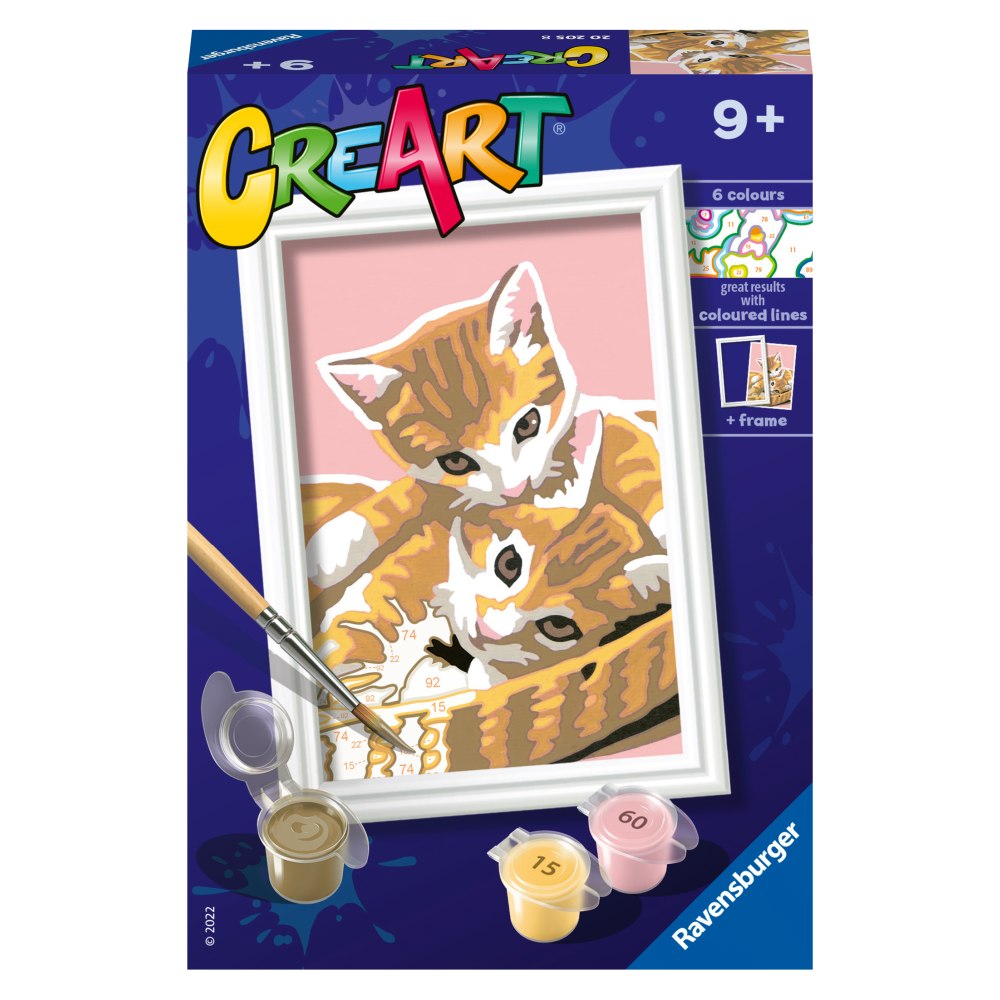 Pictura pe numere pentru copii Ravensburger CreArt Pisicute dragalase - poza 1