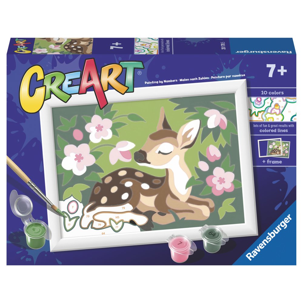Pictura pe numere pentru copii Ravensburger CreArt Pui de caprioara si flori - poza 1