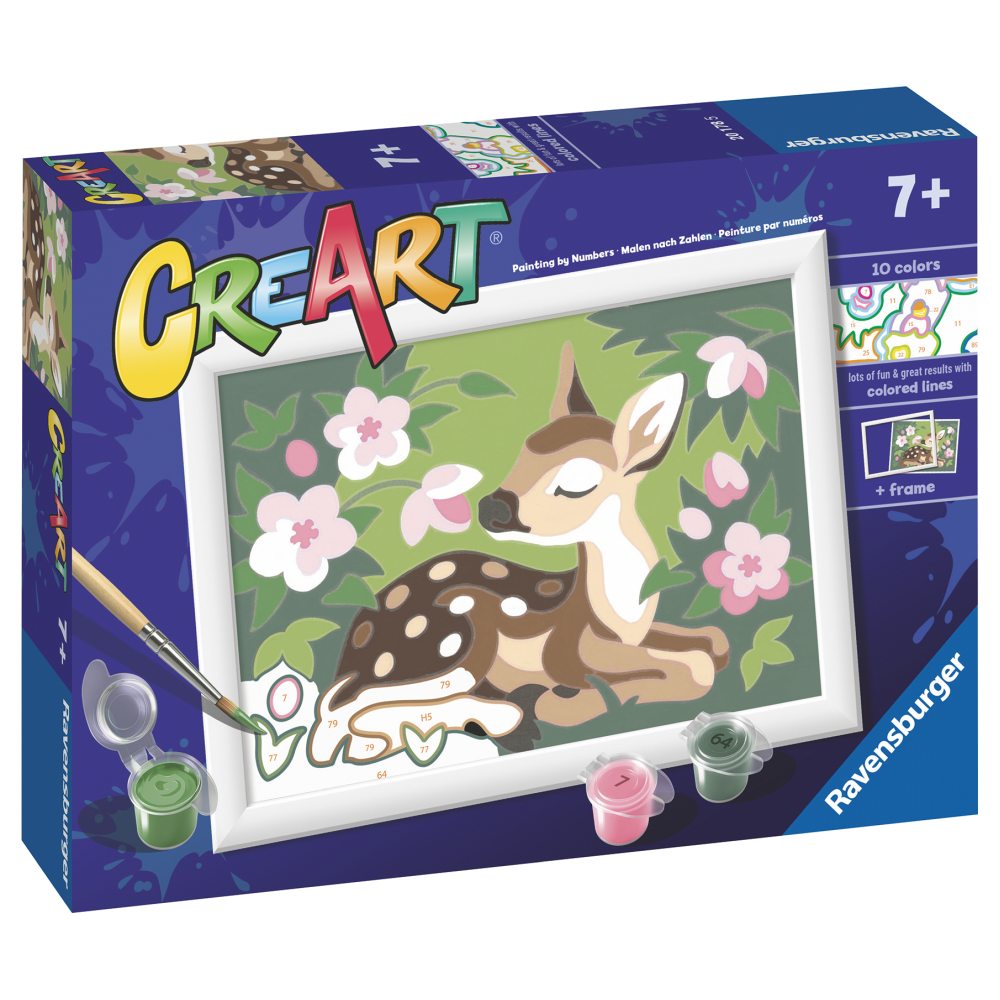 Pictura pe numere pentru copii Ravensburger CreArt Pui de caprioara si flori - poza 2