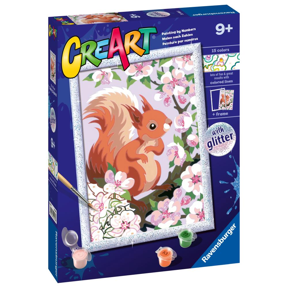 Pictura pe numere pentru copii Ravensburger CreArt Veverita cu sclipici - poza 2