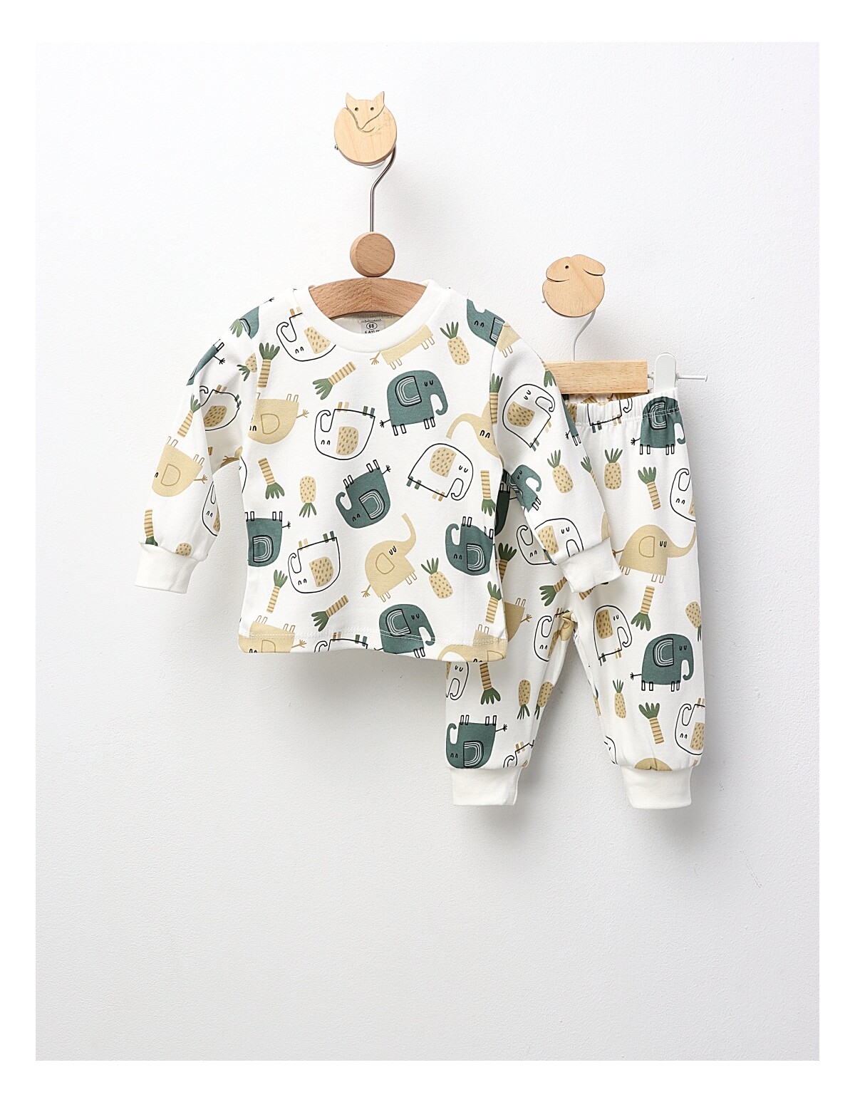 Pijama Baby, Savana Jam, model alb-verde