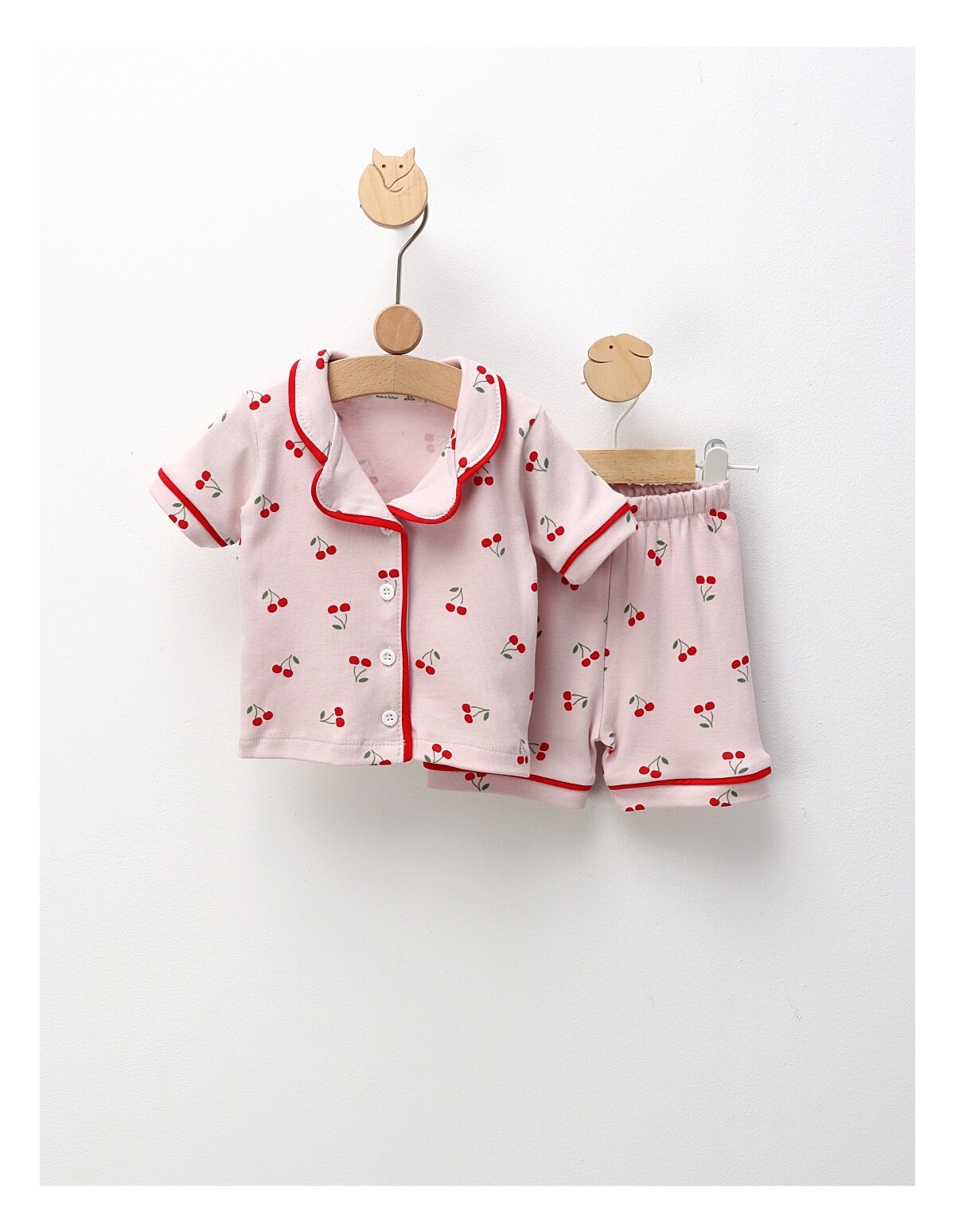 Pijama MS, Cu Ciresele, roz prafuit-rosu