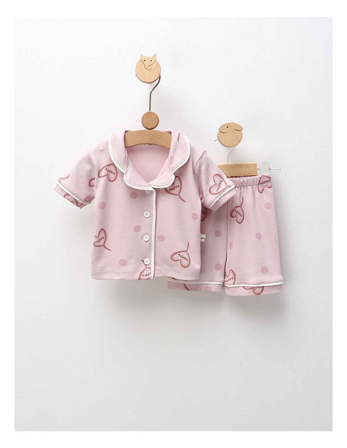 Pijama MS, Cu Happy, roz prafuit