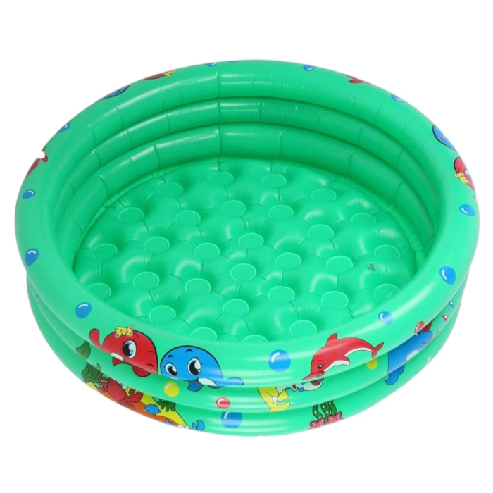 Piscina gonflabila copii cu podea gonflabila, 3 inele verzi, 150 cm