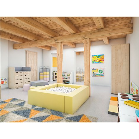 Piscina pentru bile Yellow, 140x140x41 cm, cu certificat Oeko-Tex, cresa si gradinita - poza 2