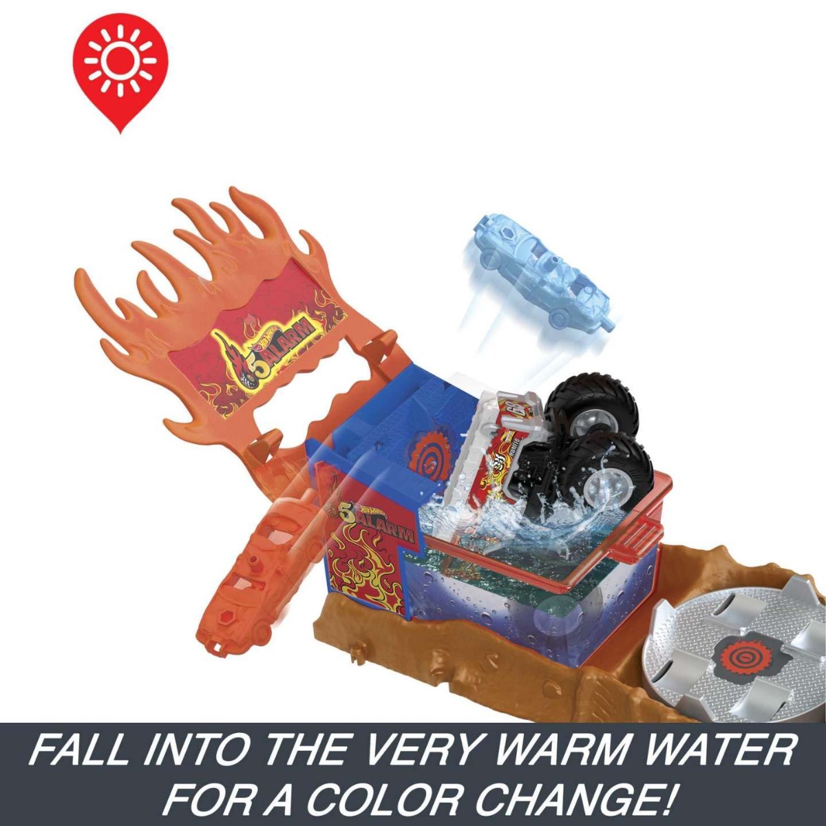 Pista cu masinuta Hot Wheels Monster Trucks Arena Smashers Color Shifters Salvarea lui 5Alarm - poza 3