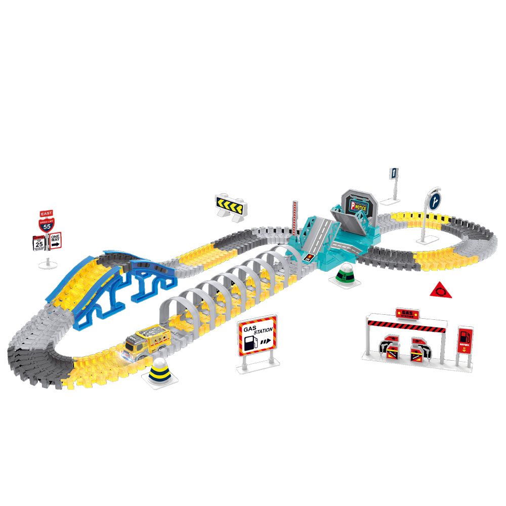Pista cu tunel si camion cu lumini Theme Track 169 piese - poza 1