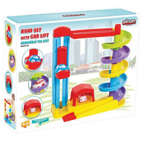 Pista de masini Pilsan Road Set with Car Lift cu 2 masinute - poza 3