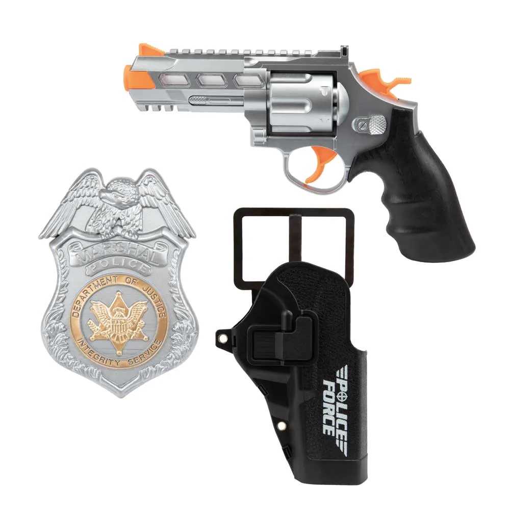Pistol TToys cu luminite efecte sonore toc si insigna politie pentru copii - poza 1