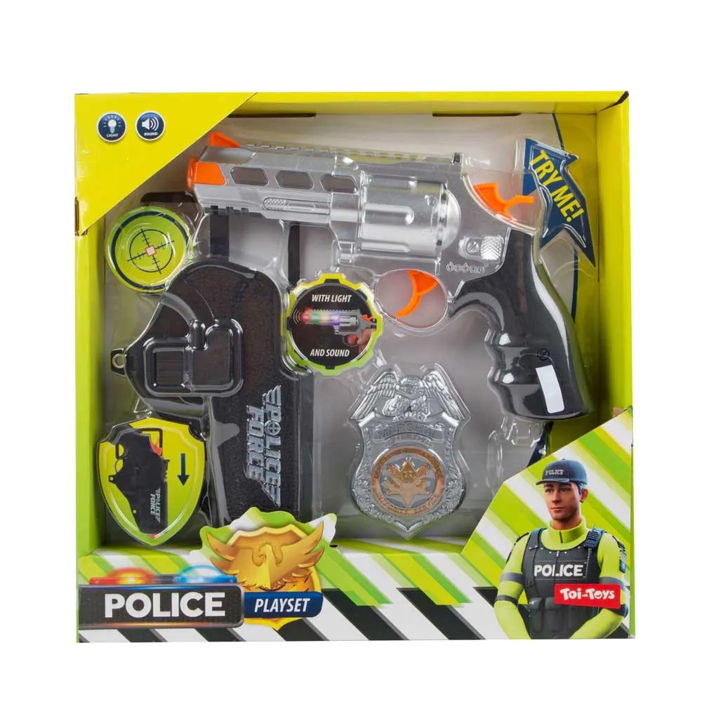 Pistol TToys cu luminite efecte sonore toc si insigna politie pentru copii - poza 3