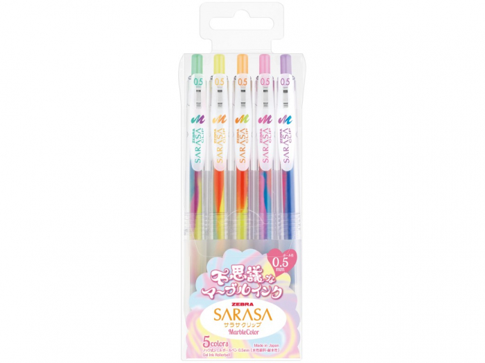 Pix cu gel model Sarasa Marble,5 culori set