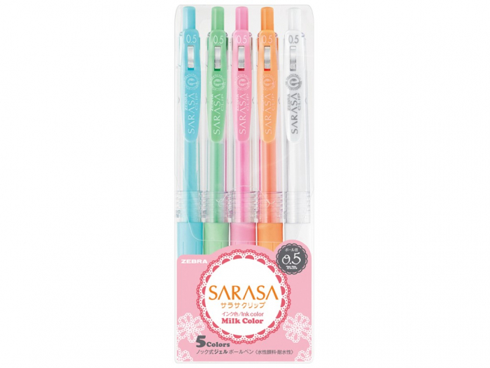 Pix cu gel model Sarasa Milk,5 culori set