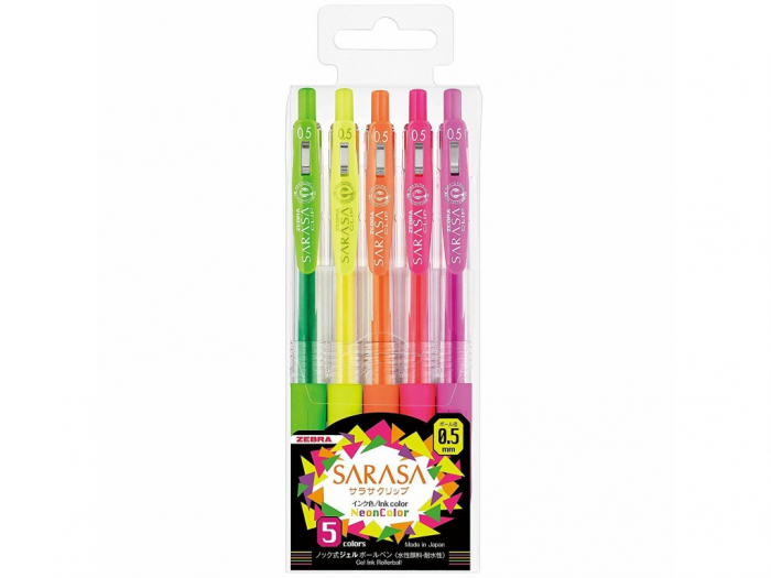 Pix cu gel model Sarasa Neon,5 culori set