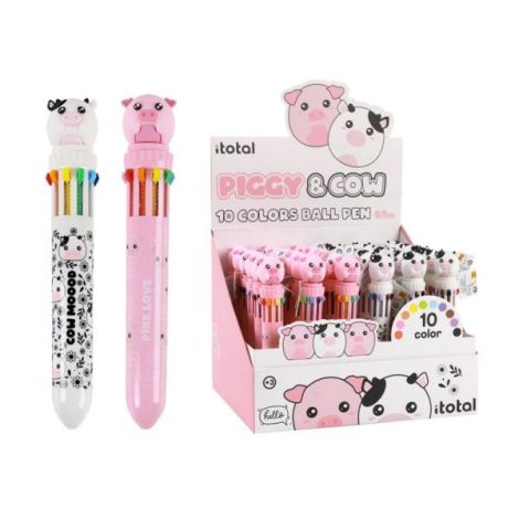 Pix multicolor cu mecanism retractabil, 10 culori, design animale domestice - poza 1