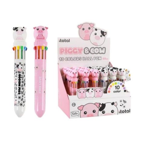 Pix multicolor cu mecanism retractabil, 10 culori, design animale domestice - poza 1