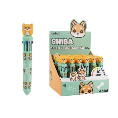 Pix multicolor cu mecanism retractabil, 10 culori, design shiba - poza 1