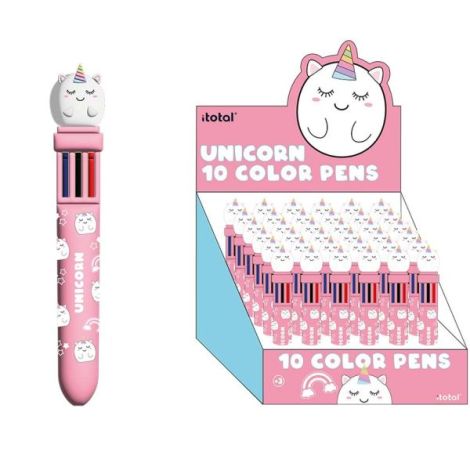 Pix multicolor cu mecanism retractabil, 10 culori, design unicorn - poza 1