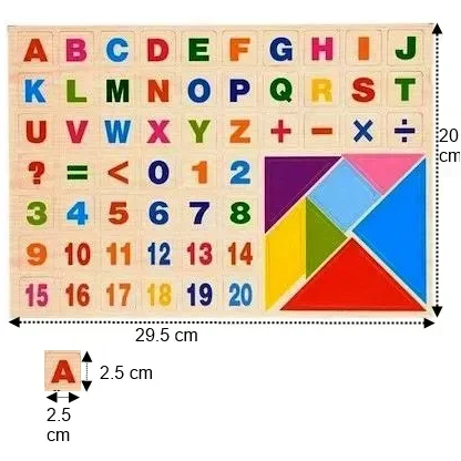 Placă educativă cu 61 de magneți – Litere, Cifre, Simboluri Matematice și Tangram - Default Title