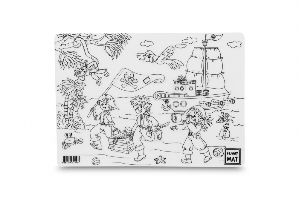 Plansa Reutilizabila de Colorat cu Pirati si Vehicule , 25 x 35 cm