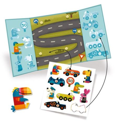 Planse cu abtibilduri repozitionabile Vehicule, Djeco - poza 3