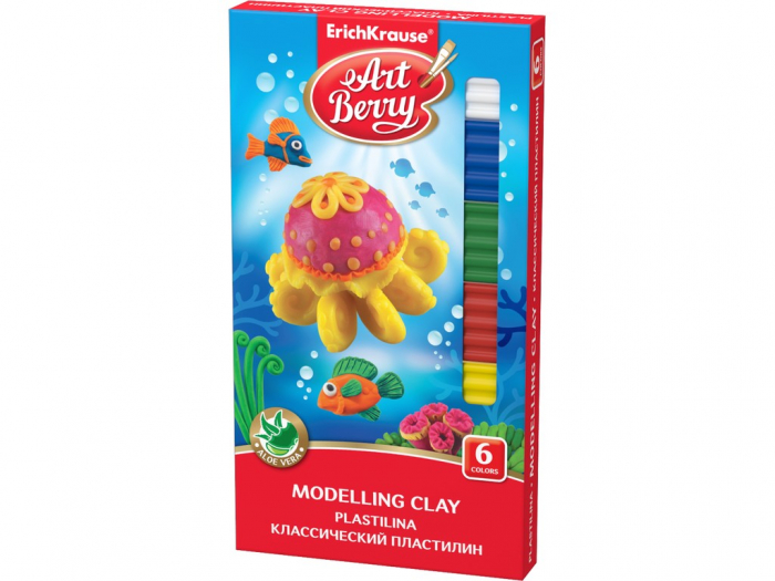 Plastilina ArtBerry cu Aloe Vera,6 culori + cutit modelaj