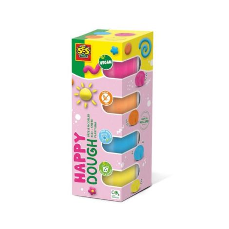 Plastilina colorata vegana pentru copii SES Happy 4 x 90 gr - poza 1