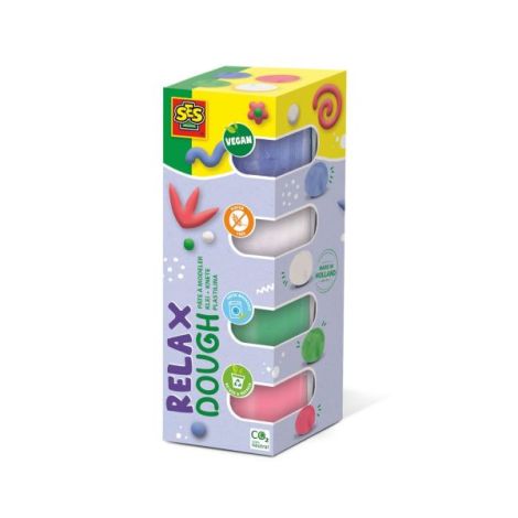 Plastilina colorata vegana pentru copii SES Relax 4 x 90 gr - poza 1