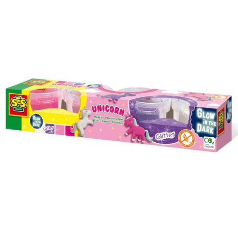 Plastilina fosforescenta cu sclipici Unicorn 4 x 90 gr - poza 1