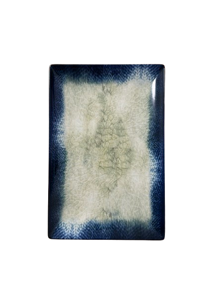 Platou dreptunghiular pentru servire ,ceramica,albastru, model Lago,30x20 cm