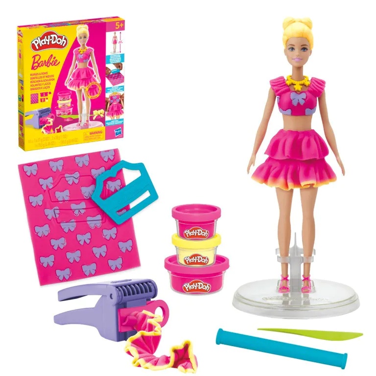 Play-Doh Barbie Papusa cu Accesorii si Plastilina pentru Modelat Rochii - poza 1