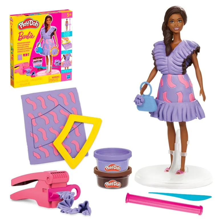 Play-Doh Barbie Papusa cu Accesorii si Plastilina pentru Modelat Rochii - poza 3