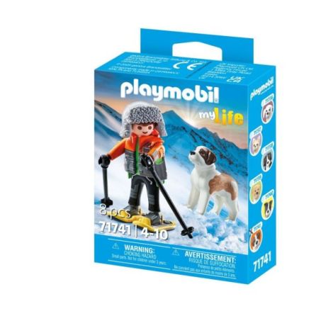 Playmobil - Figurina drumet cu animalut de colectie caine Saint Bernard - poza 3