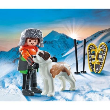 Playmobil - Figurina drumet cu animalut de colectie caine Saint Bernard - poza 4