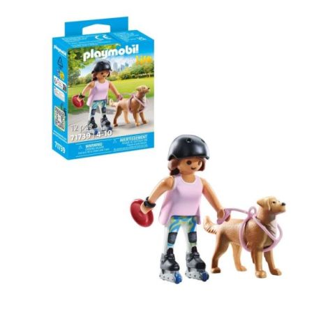 Playmobil - Figurina patinatoare cu animalut de colectie caine Retriever - poza 1