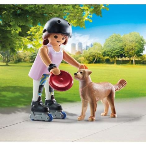 Playmobil - Figurina patinatoare cu animalut de colectie caine Retriever - poza 4