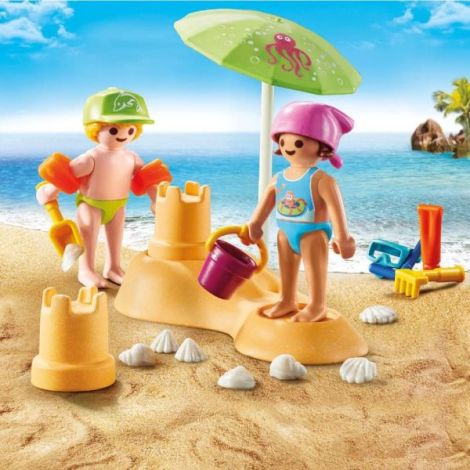 Playmobil - Figurine copii cu castel de nisip - poza 2