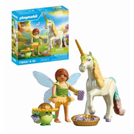Playmobil - Jucarie de rol Figurina de colectie unicornul Rainbow Flower si zana - poza 1