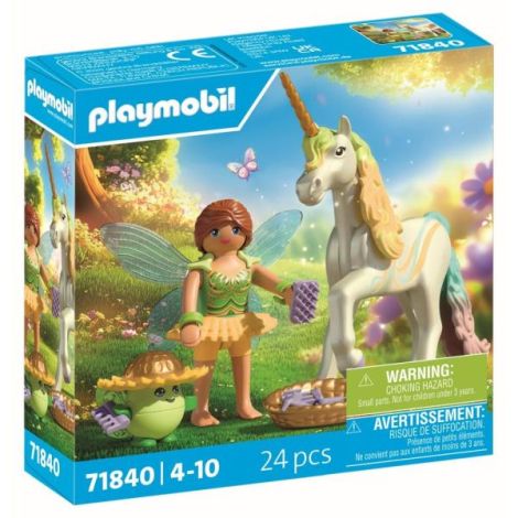 Playmobil - Jucarie de rol Figurina de colectie unicornul Rainbow Flower si zana - poza 2
