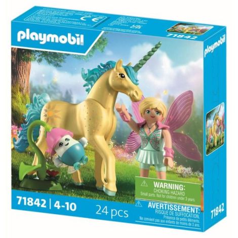 Playmobil - Jucarie de rol Figurina de colectie unicornul Sunshine Blossom si zana - poza 3