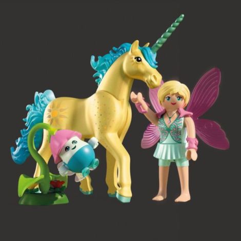 Playmobil - Jucarie de rol Figurina de colectie unicornul Sunshine Blossom si zana - poza 5