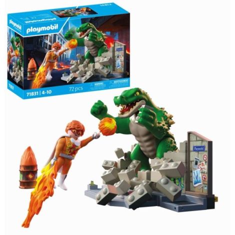 Playmobil - Jucarie de rol Lupta eroului cu soparla uriasa - poza 1