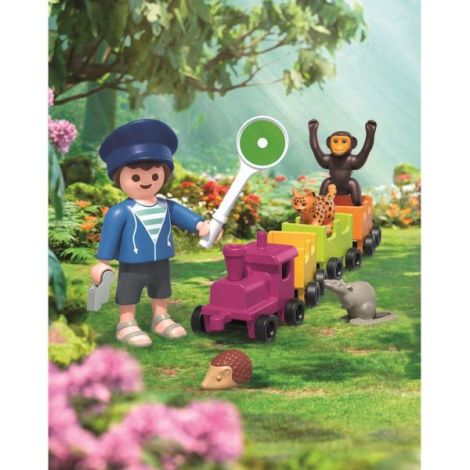 Playmobil - Jucarie de rol Plimbarea animalelor cu locomotiva - poza 4