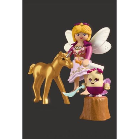 Playmobil - Jucarie de rol Pui de unicorn auriu si zana - poza 5