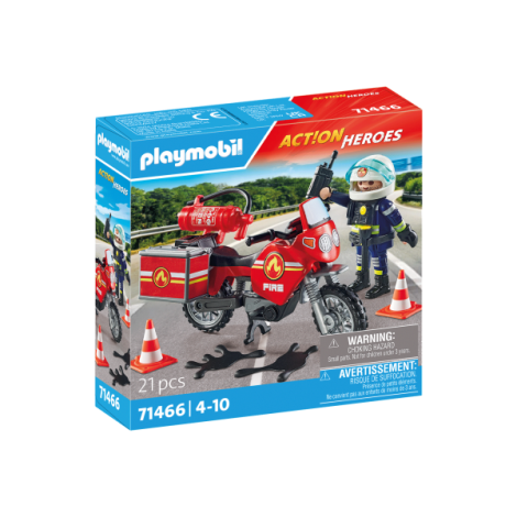 Playmobil-MOTOCICLETA DE POMPIERI LA LOCUL ACCIDENTULUI