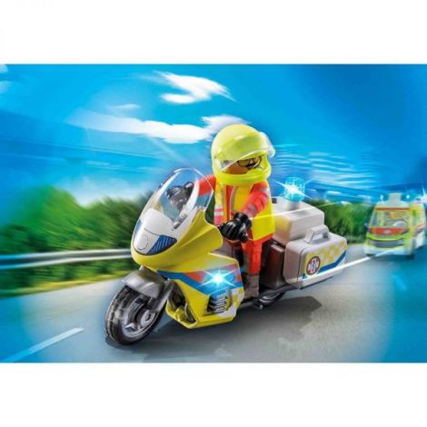 Playmobil - Motocicleta Galbena Cu Lumini - poza 1